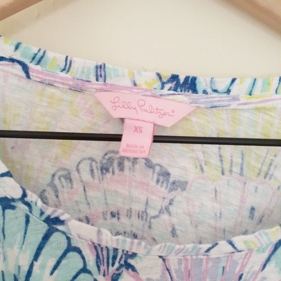 Lilly Pulitzer Shell Print Linen Tee size Extra Small - Picture 6 of 6